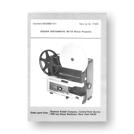 Kodak M110 Projector Service Manual Parts List