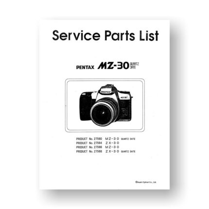 Pentax ZX-30 Parts List | MZ-30 | MZ-30 QD | ZX-30 QD