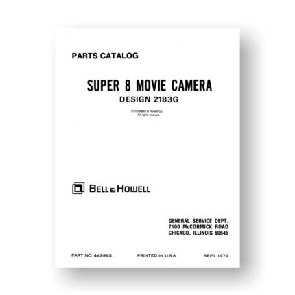 Bell & Howell 2183G Service Manual Parts List | Super 8 Movie Camera