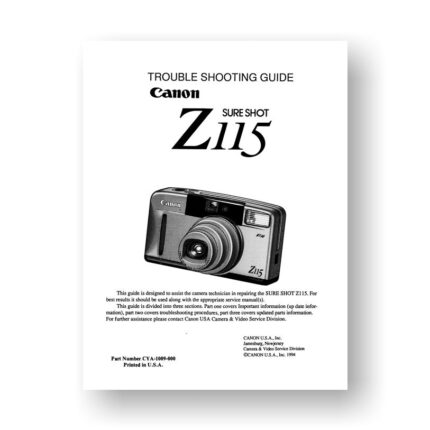 Canon SureShot-Z115 Trouble Shooting Guide