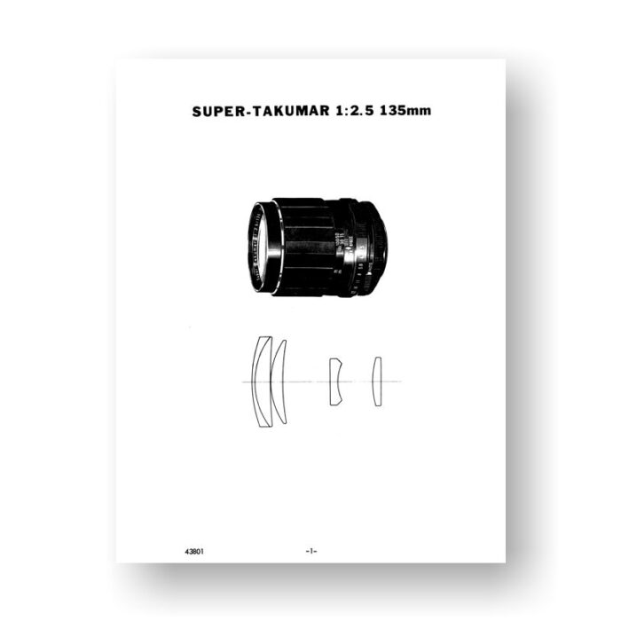 Pentax 43801 ST 135 2.5 Parts List | Super Takumar