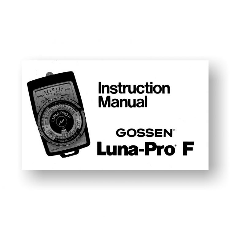Gossen LunaPro F Owners Manual USCamera Spare Parts Downloads