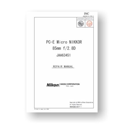 Nikon JAA63451 Repair Manual Parts List