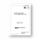 Nikon JAA77151 Parts List | Nikkor AF VR ED 80-400 4-5.6D