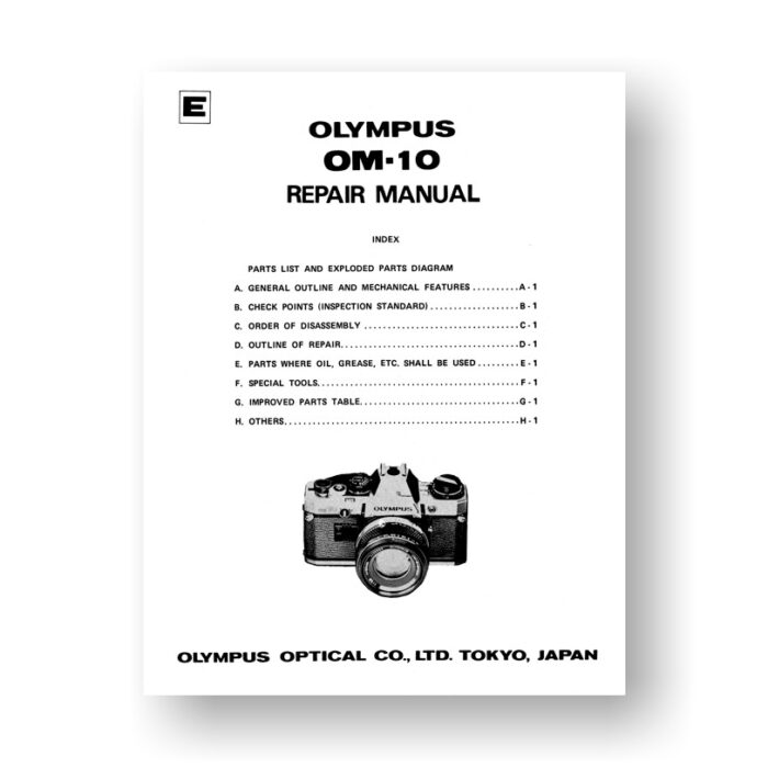 Olympus OM-10 Repair Manual Parts List