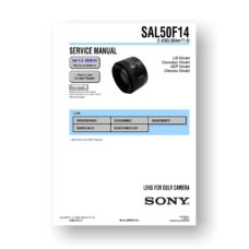 Sony SAL50 1.4 Service Manual Parts List