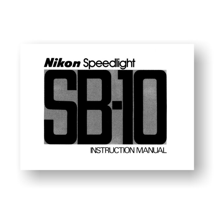 Nikon Speedlight SB-10 Flash Unit Owners Manual PDF
