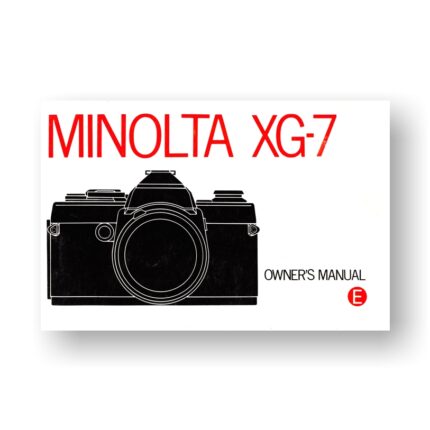 Minolta XG-7 Owners Manual