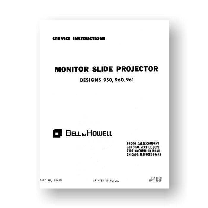 Bell & Howell Monitor 950 960 961 Service Manual