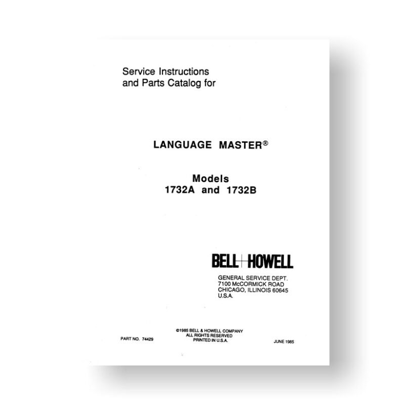 Bell & Howell 1732A 1732B Service Instructions | Language Master