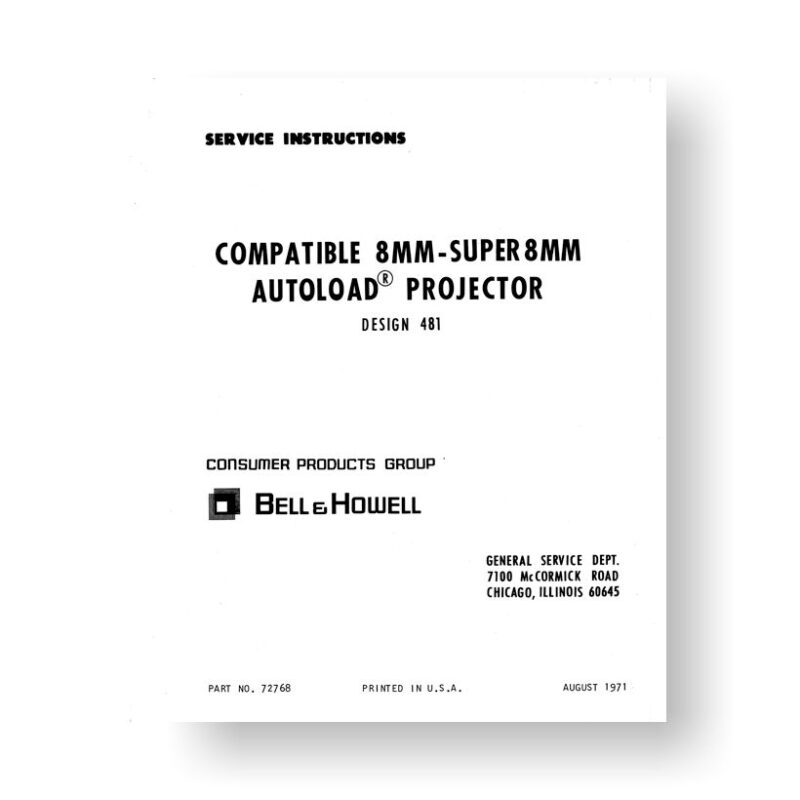 Bell & Howell 481 Service Instructions Exploded Views 